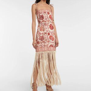 Zimmermann - Vitali Fringed Printed Cotton Mini Dress - red & cream